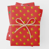 Red Gold Silver Green Stars Urlaub Geschenkpapier Set (Beispiel)