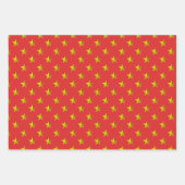 Red Gold Silver Green Stars Urlaub Geschenkpapier Set (Vorderseite)
