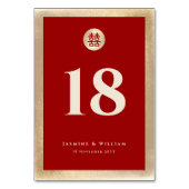 Red Gold Simple Circle Double Xi Chinesische Hochz Tischnummer (Rückseite)