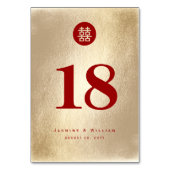 Red Gold Simple Circle Double Xi Chinesische Hochz Tischnummer (Vorderseite)