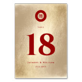 Red Gold Simple Circle Double Xi Chinesische Hochz Tischnummer (Vorderseite)