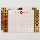 Red Gold Simple Double Happiness Chinese Wedding Briefpapier (Vorne/Hinten)