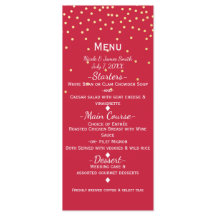 Red & Gold Small Gold Confetti Dots Holiday Menü