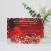 Red Gold Snow Bauble Weihnachts-Party UAWG RSVP Karte (Stehend Vorderseite)