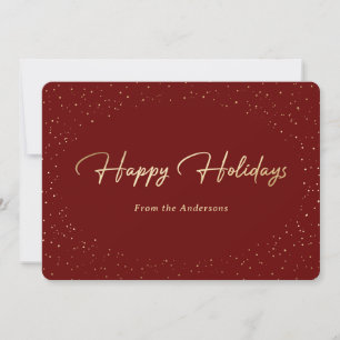 Red Gold Snow Calligraphy Holidays Cards Feiertagskarte