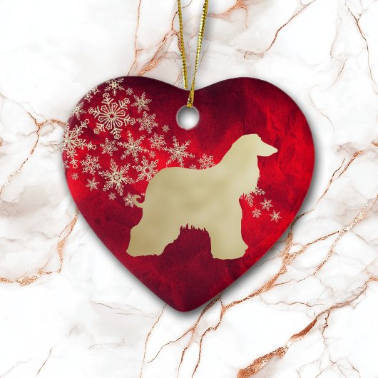 Red Gold Snowflake Afghan Hound Keramik Ornament
