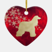 Red Gold Snowflake Afghan Hound Keramik Ornament (Vorne)