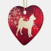 Red Gold Snowflake Akita Dog Keramik Ornament (Links)