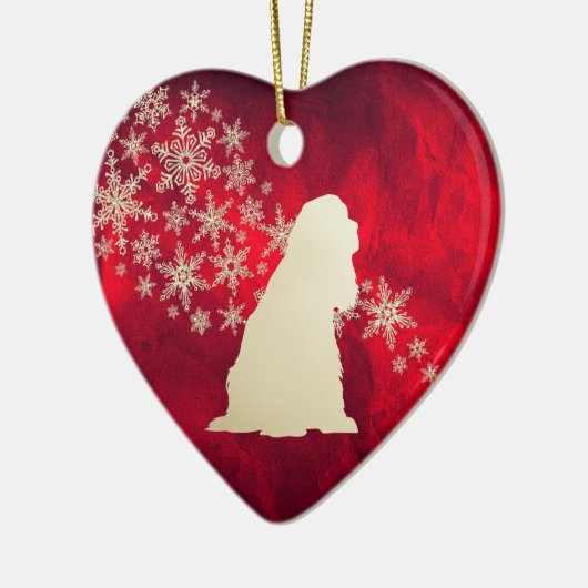 Red Gold Snowflake American Cocker Spaniel Keramik Ornament (Links)