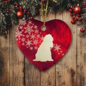 Red Gold Snowflake American Cocker Spaniel Keramik Ornament