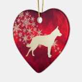 Red Gold Snowflake Australian Cattle Dog Keramik Ornament (Links)