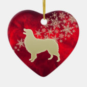 Red Gold Snowflake Australian Shepherd Keramik Ornament (Vorne)