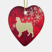 Red Gold Snowflake Australian Shepherd Keramik Ornament (Links)