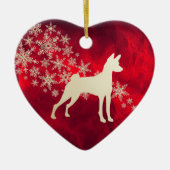 Red Gold Snowflake Basenji Dog Keramik Ornament (Vorne)