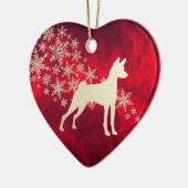 Red Gold Snowflake Basenji Dog Keramik Ornament (Links)