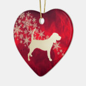 Red Gold Snowflake Beagle Dog Keramik Ornament (Links)