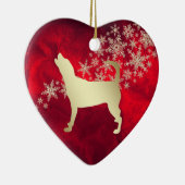 Red Gold Snowflake Beagle Keramik Ornament (Rechts)