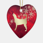 Red Gold Snowflake Beagle Keramik Ornament (Links)
