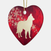 Red Gold Snowflake Belgische Tervuren Keramik Ornament (Links)