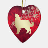 Red Gold Snowflake Bernese Mountain Dog Keramik Ornament (Links)