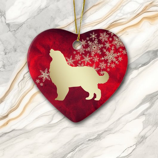 Red Gold Snowflake Bernese Mountain Dog Keramik Ornament