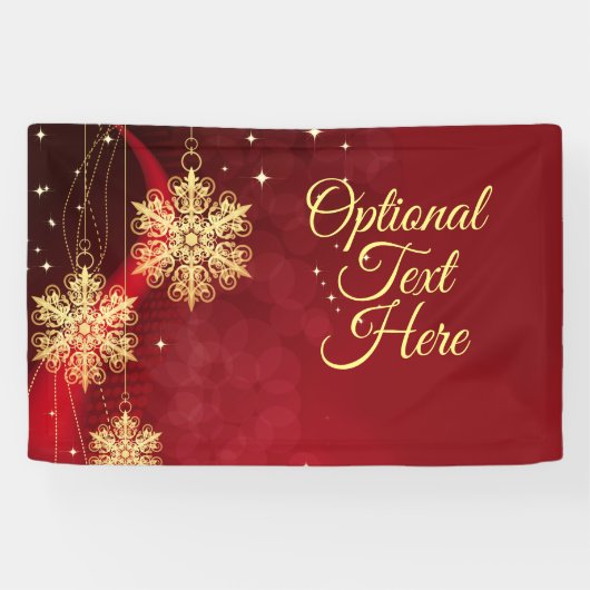 Red & Gold Snowflake Filigree Custom Christmas Banner (Horizontal)