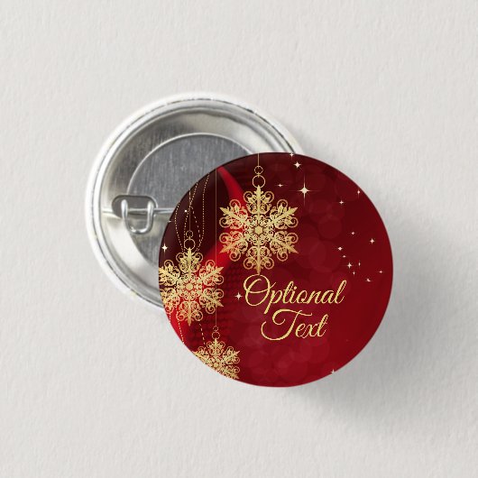 Red & Gold Snowflake Filigree Custom Christmas Button (Vorne & Hinten)