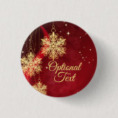 Red & Gold Snowflake Filigree Custom Christmas Button (Vorderseite)