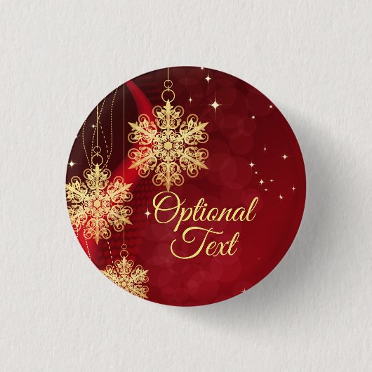 Red & Gold Snowflake Filigree Custom Christmas Button (Vorderseite)