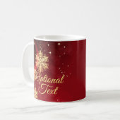 Red & Gold Snowflake Filigree Custom Christmas Kaffeetasse (Vorderseite Links)