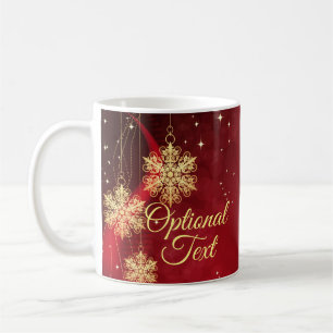 Red & Gold Snowflake Filigree Custom Christmas Kaffeetasse