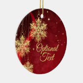 Red & Gold Snowflake Filigree Custom Christmas Keramik Ornament (Rechts)