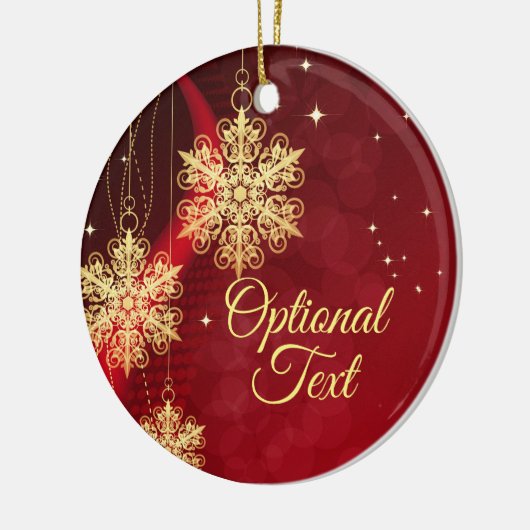 Red & Gold Snowflake Filigree Custom Christmas Keramik Ornament (Links)