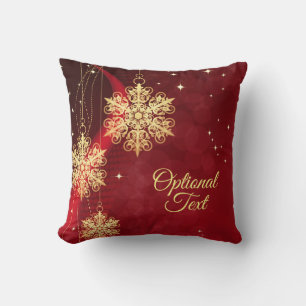 Red & Gold Snowflake Filigree Custom Christmas Kissen