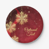 Red & Gold Snowflake Filigree Custom Christmas Pappteller (Vorderseite)
