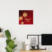 Red & Gold Snowflake Filigree Custom Christmas Poster (Heimbüro)