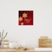 Red & Gold Snowflake Filigree Custom Christmas Poster (Küche)