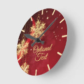 Red & Gold Snowflake Filigree Custom Christmas Runde Wanduhr (Winkel)