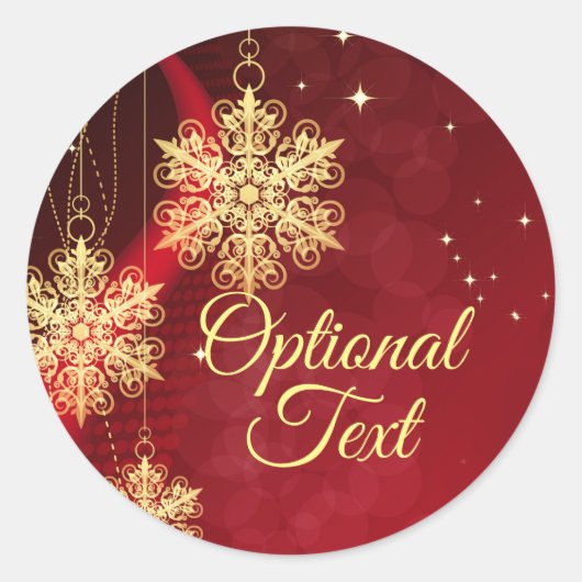 Red & Gold Snowflake Filigree Custom Christmas Runder Aufkleber (Vorderseite)