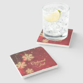 Red & Gold Snowflake Filigree Custom Christmas Steinuntersetzer (Seitenansicht)