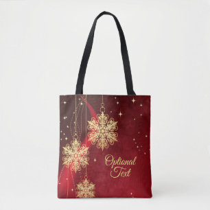 Red & Gold Snowflake Filigree Custom Christmas Tasche