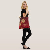 Red & Gold Snowflake Filigree Custom Christmas Tasche (Am Model)