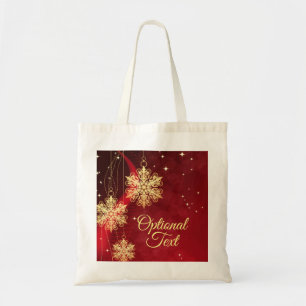 Red & Gold Snowflake Filigree Custom Christmas Tragetasche