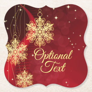 Red & Gold Snowflake Filigree Custom Christmas Untersetzer