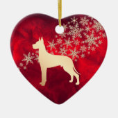Red Gold Snowflake Great Dane Keramik Ornament (Vorne)