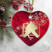 Red Gold Snowflake Hockey Goalie Personalisiert Keramik Ornament