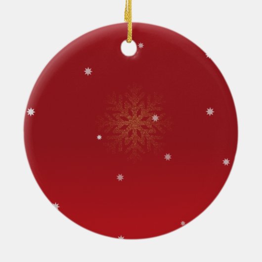 Red & Gold Snowflake Holiday ceramic ornament  (Hinten)