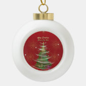 Red & Gold Snowflake Holiday ceramic ornament (Vorderseite)