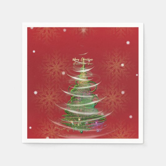 Red & Gold Snowflake Holiday paper napkins  Serviette (Vorderseite)
