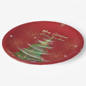Red & Gold Snowflake Holiday paper plates Pappteller (Schrägansicht)